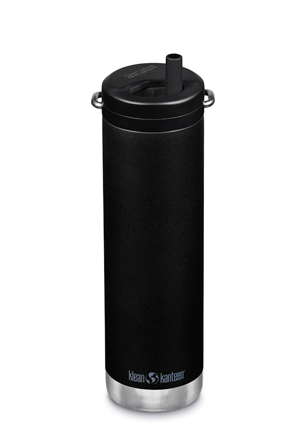 20 oz Water Bottle with Straw - Black